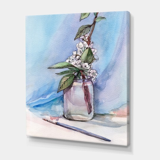 Designart - Cherry Blossom In Glass Jar